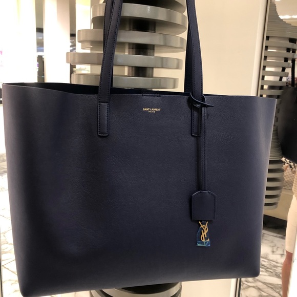 NWT Saint Laurent East West Shopper Tote Blue - Picture 2 of 7